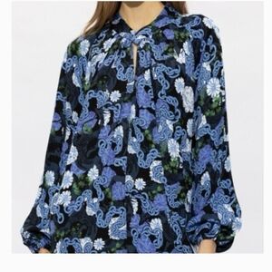 Diane Von Furstenberg Blue and Black Floral Dress